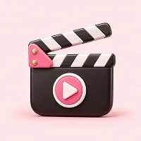 Clapperboard with a play button