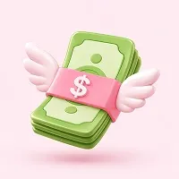 Stack of banknotes with wings