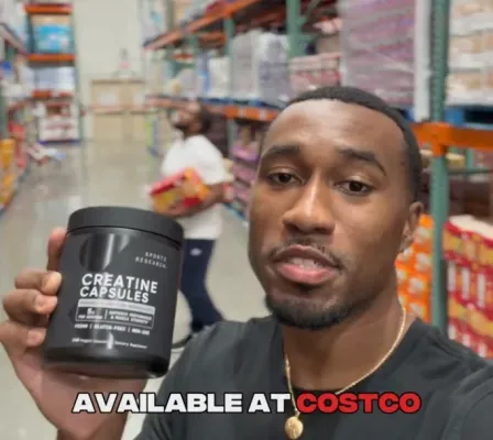 Creator showing a creatine tub inside Costco