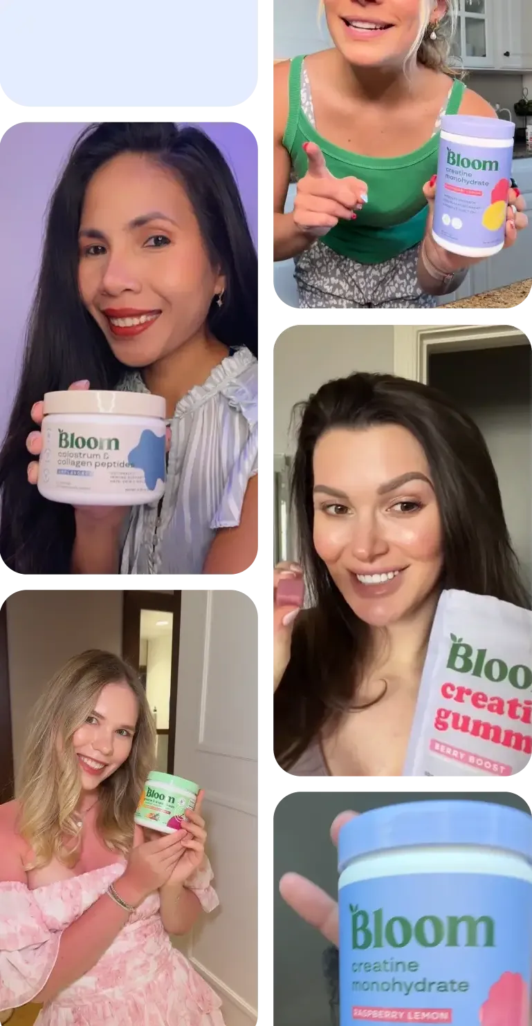 Creators showing Bloom Nutrition products in JoinBrands campaign content