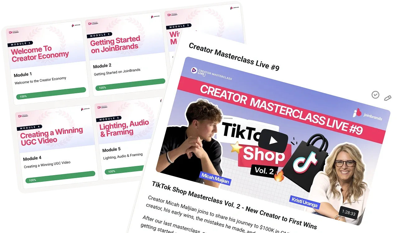 Creator Academy course modules and TikTok Shop masterclass replay