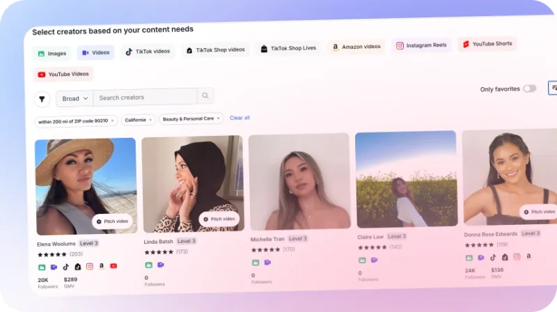 Filter Creators by City, State, and Niche